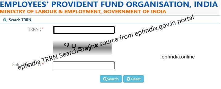 epfindia TRRN Search Online source from epfindia.gov.in portal