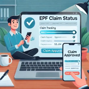 EPF claim status online on a laptop and mobile 