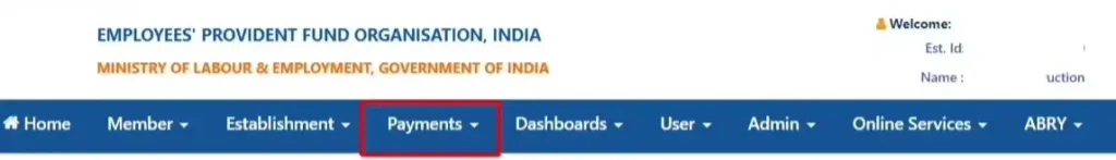 Pf online payment portal - epfo